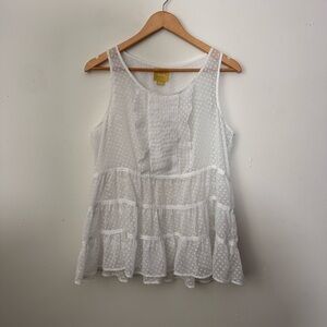Maeve White Textured Sleeveless Blouse